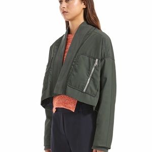 Sportmax Reverse-Effect Cropped Jacket, kaki